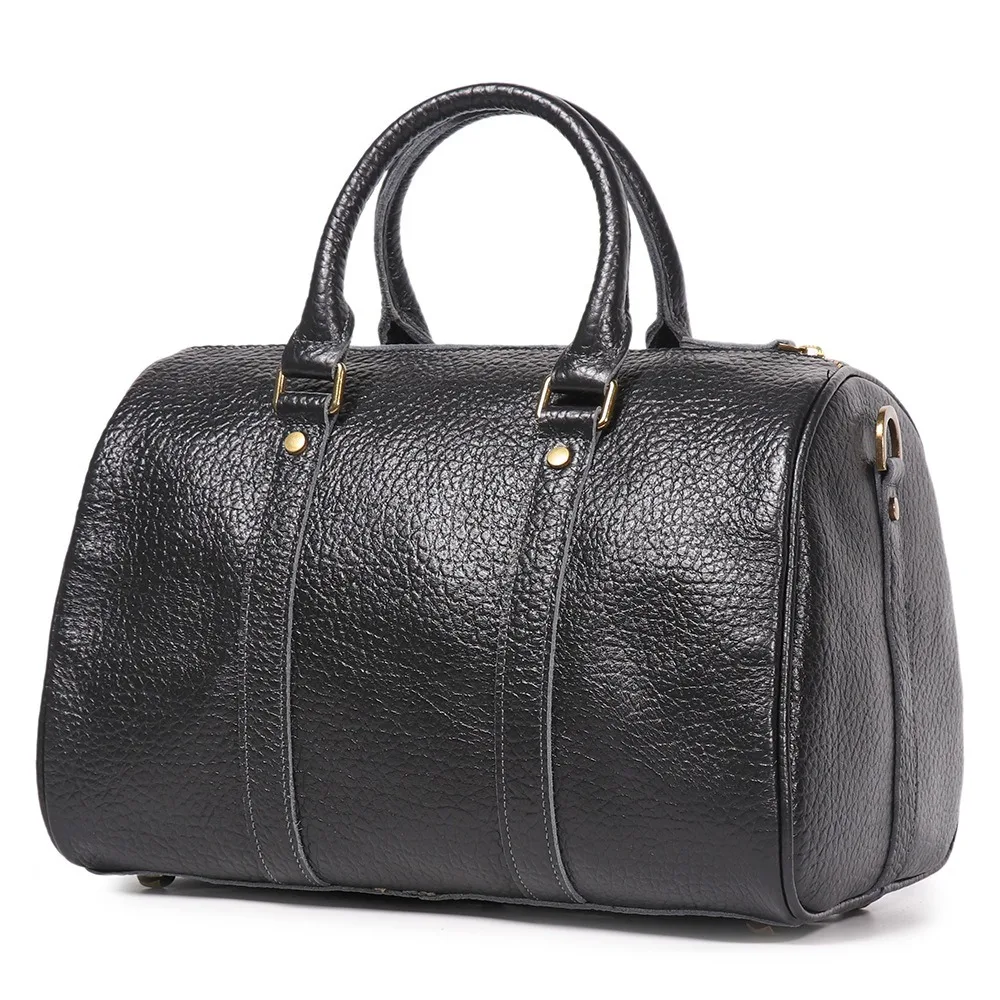 

Nesitu Highend A4 Vintage Black Genuine Leather Business Short Trip Women Men Travel Bag Hanbag Male Gym Duffle M1028