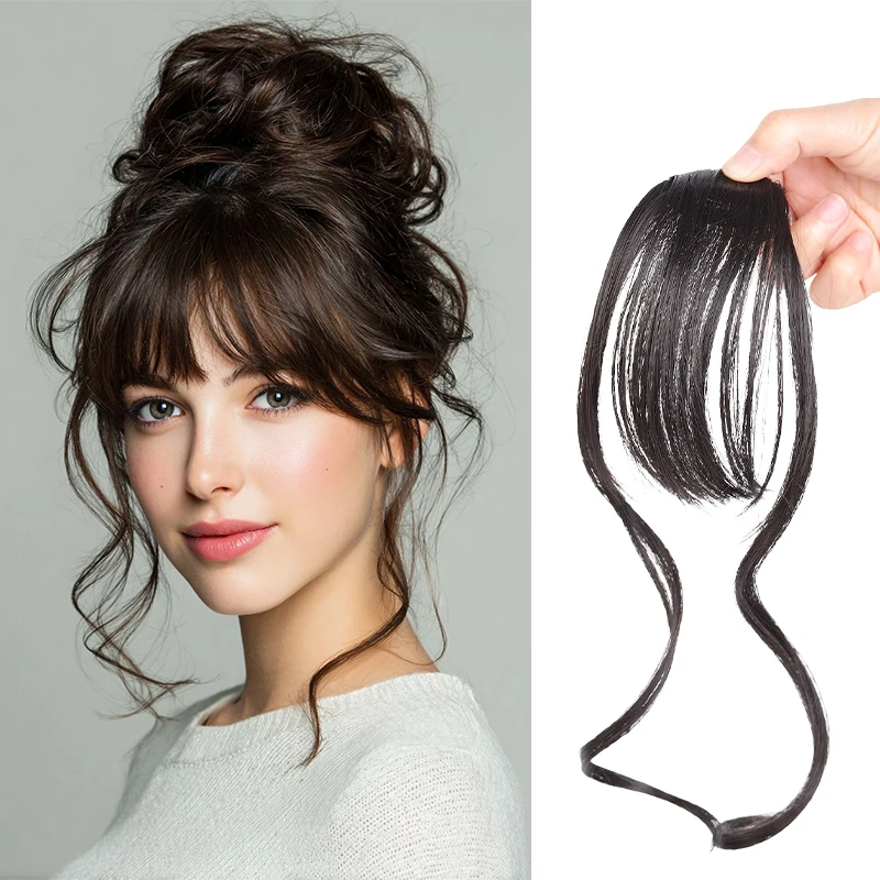 Synthetic Air Bangs with Long Wavy Sideburns, Clip - In Hairpiece, Natural - Looking, No - Fuss, Long - Lasting Hold for Women