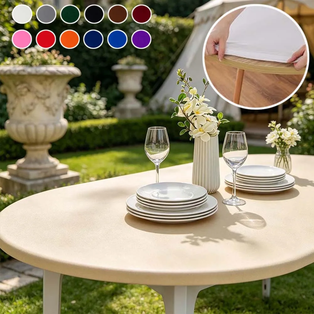 1/2/4PCS Spandex Stretch Table Cover Fitted Oval Tablecloth Elastic Edge Table Topper Cap for Dining Wedding Party Picnic 식탁보
