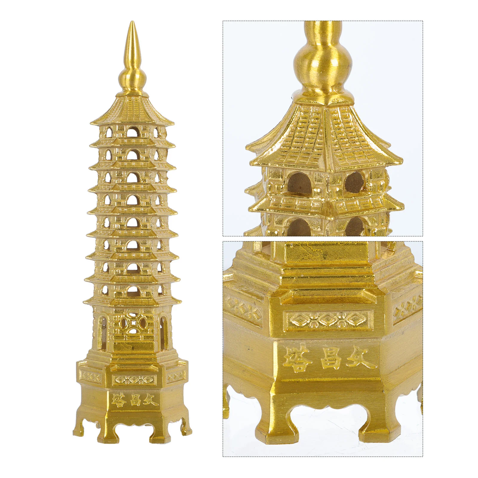 

Pure Copper Wenchang Pagoda Gardening Decoration Chic Towel Tower Figurine Desktop Brass Sculpture Shape Ornament Statue Office