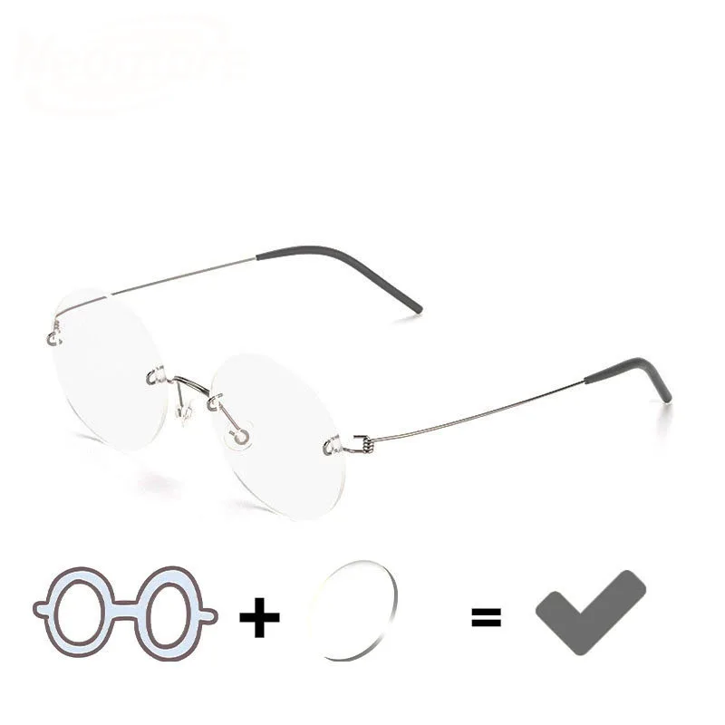 

Linde Unscrew Pure Titanium Frameless Glasses Circular Reading Glasses with Formula Optical Lens Multifocal Prescription Glasses