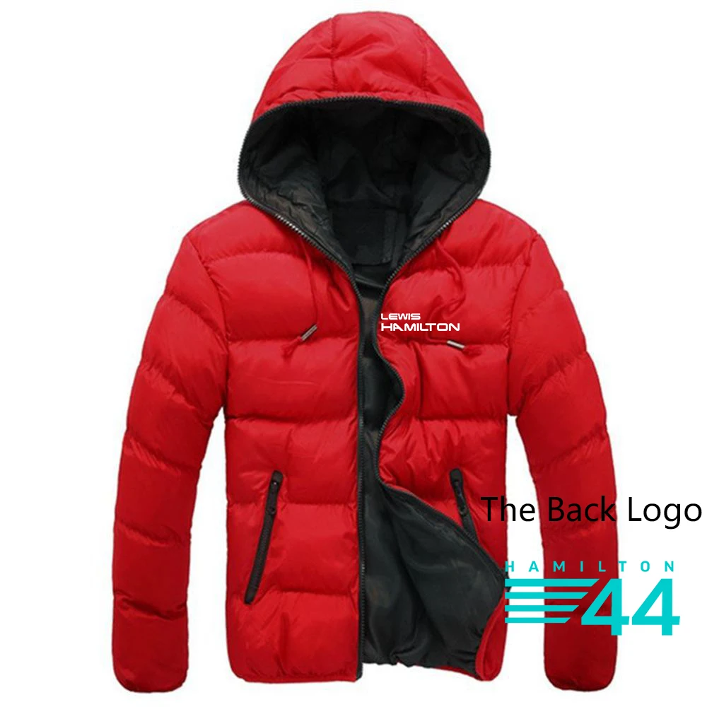 F1 Driver Lewis Hamilton Digital 44 Men's New Jacket Color Block Zip Hooded Cotton Padded Long Sleeve Coat Thick Outwear Jacket view 5