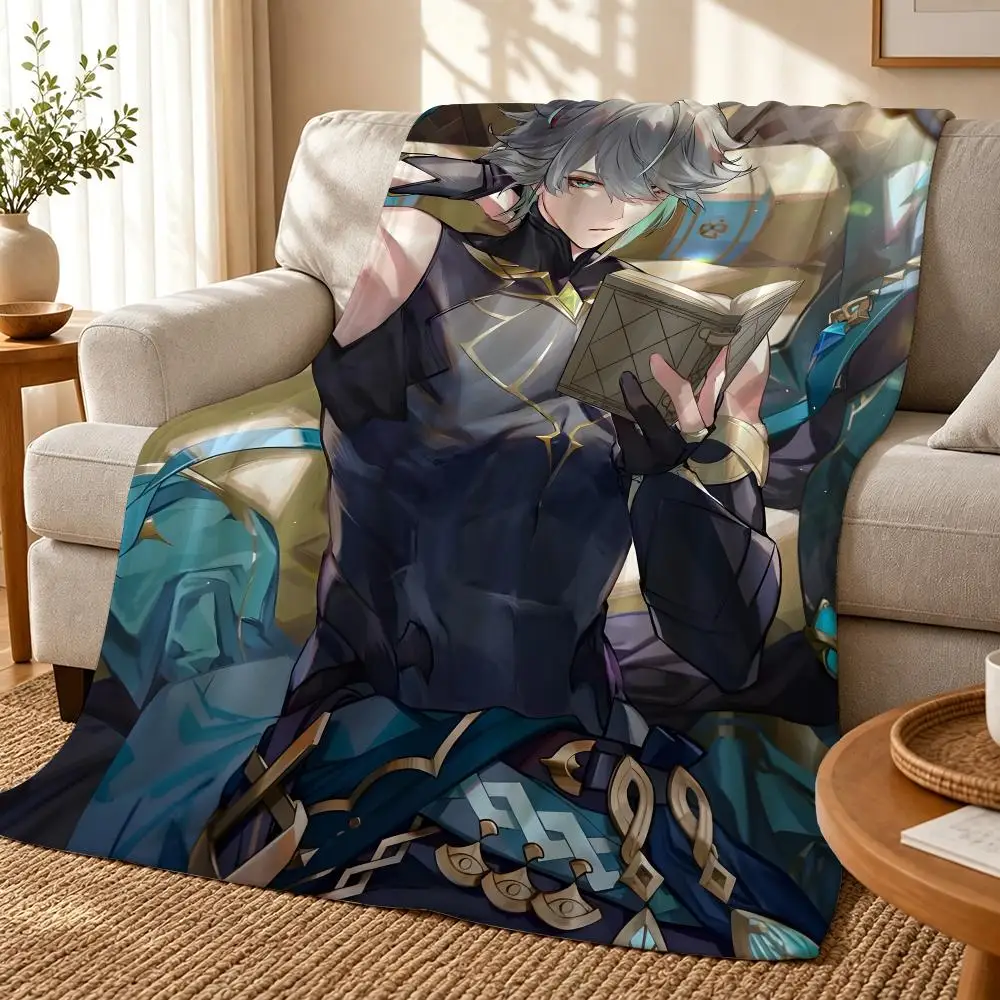 Game Alhaitham Genshin Impact Throw Flannel Throw Blanket Soft Lightweight Blanket for Sofa Couch Bed Office Naps Travel Home