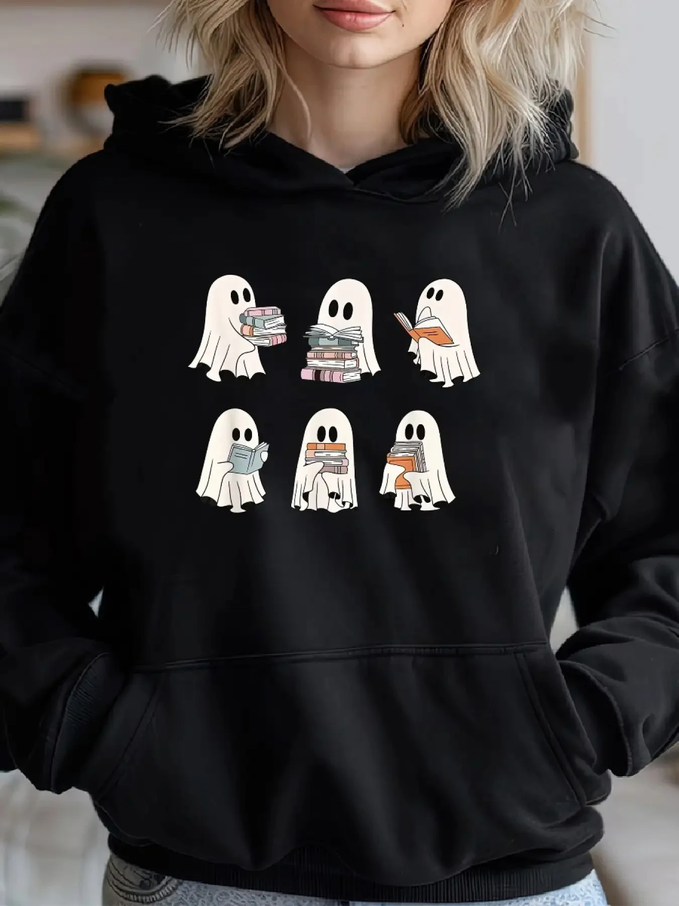

Halloween Graphic Printing Autumn and Winter Pure Cotton Men's and Women's Hoodies Casual Outdoor Street Sports Training Brand