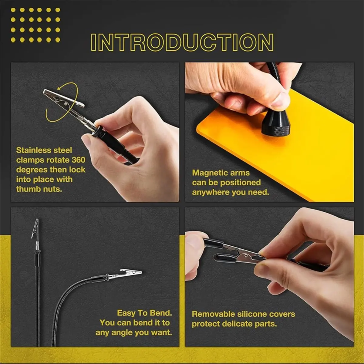 (A99Z) 2 Pack Magnetic Flexible Gooseneck Metal with Alligator Clips for Helping Hands Third Hand Tool Automobile Electronics