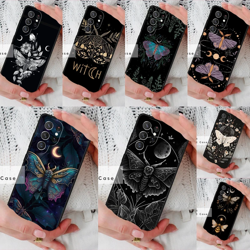 Witchcraft Moth Art Phone Cover Case for Samsung Galaxy S26 Ultra S20 FE Note 10 S24 S23 S21 S25 Plus S22