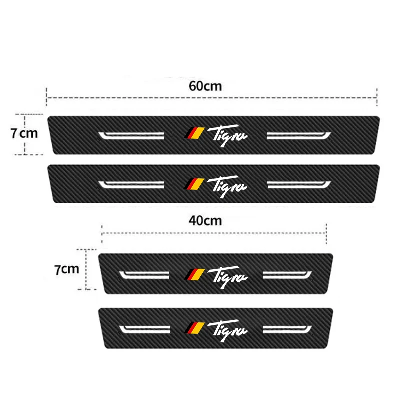 Carbon Fiber Car Rear Trunk Sill Protector Stickers for Opel Tigra Emblem Door Threshold Scuff Plate Decals Pedal Guards Strip