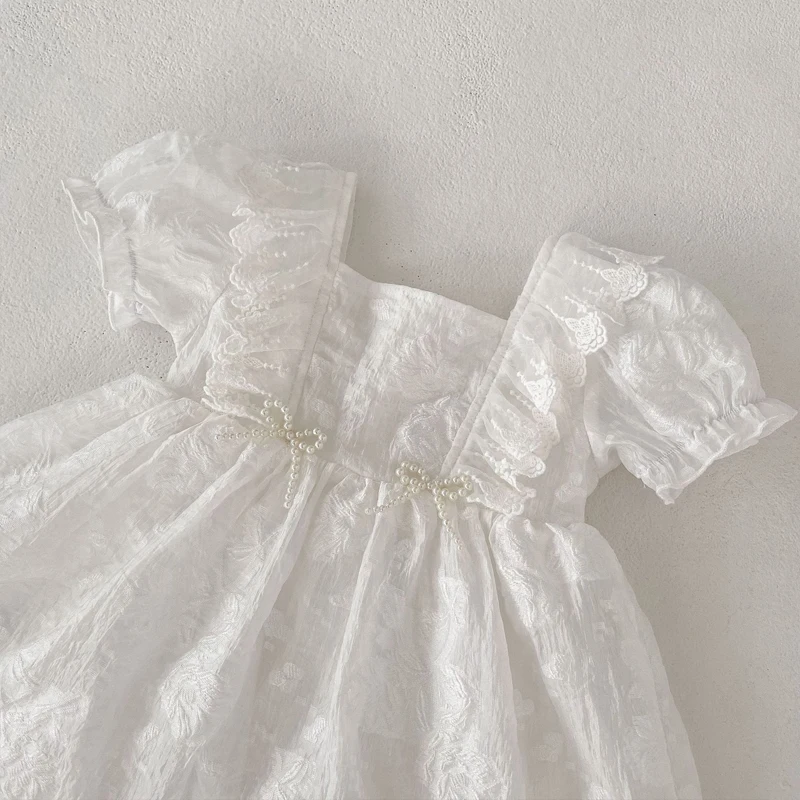 New summer baby clothing, 0-3 year old baby girl, princess A-line skirt with lace lace short sleeved dress