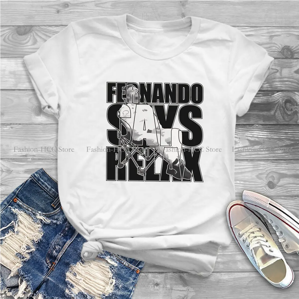 Says Relax Newest Polyester TShirts Alonso Momen Graphic Streetwear T Shirt O Neck