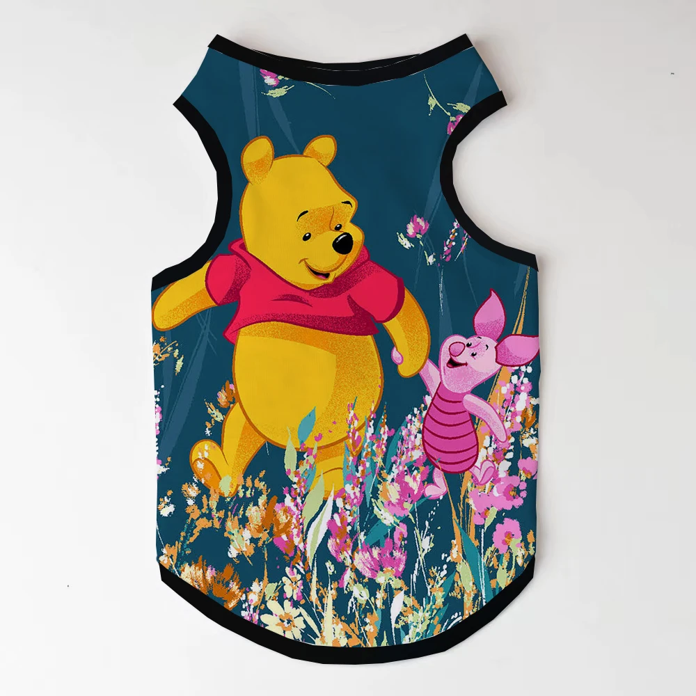 Summer cool pet dog clothes printed cartoon Disney Winnie the Pooh dog vest large dog T-shirt street puppy French bulldog clothi