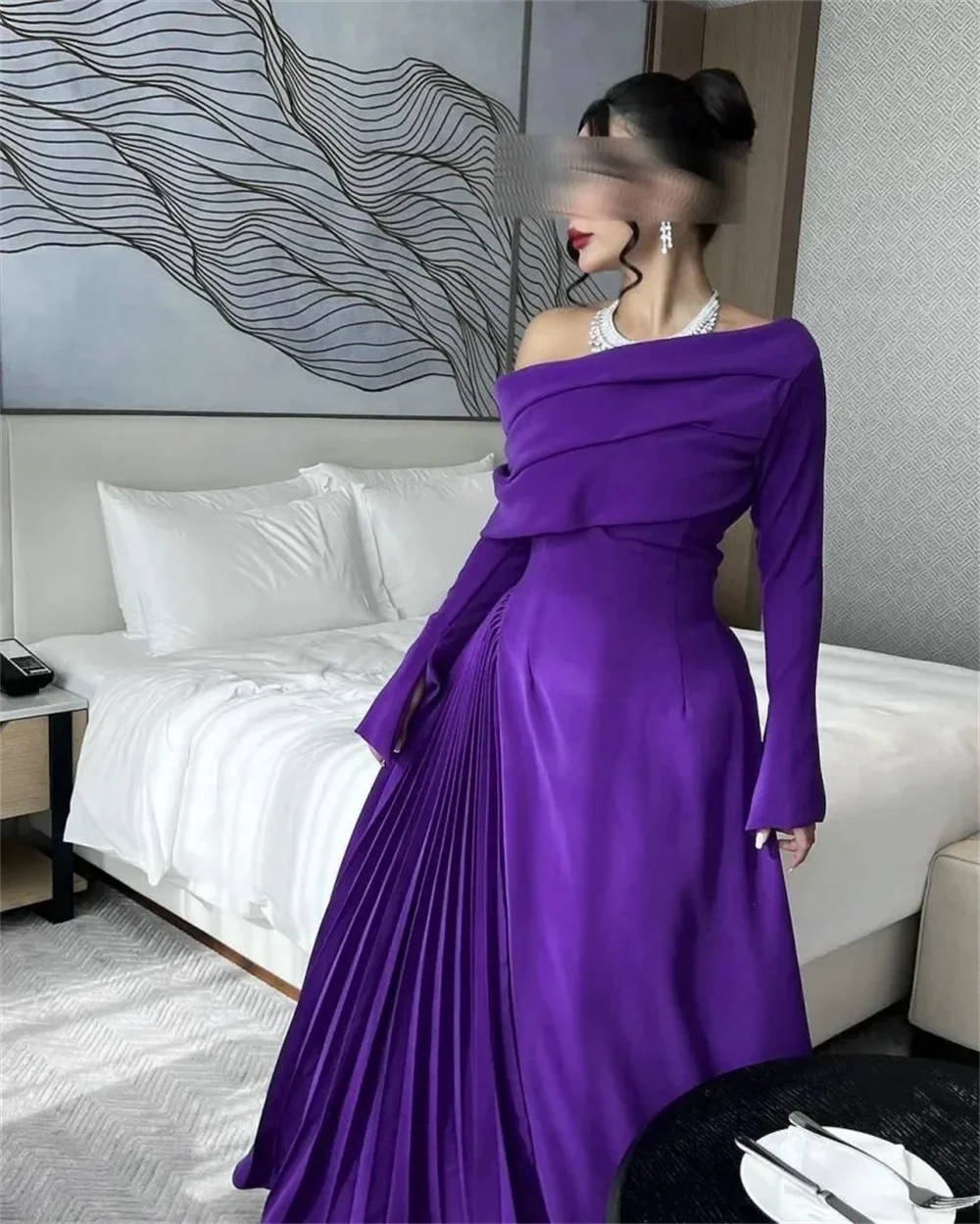 

Pleat One Shoulder Long Party Dress Woman Customized Elegant Mermaid Prom Gown Long Sleeve New Evening Dress 2025
