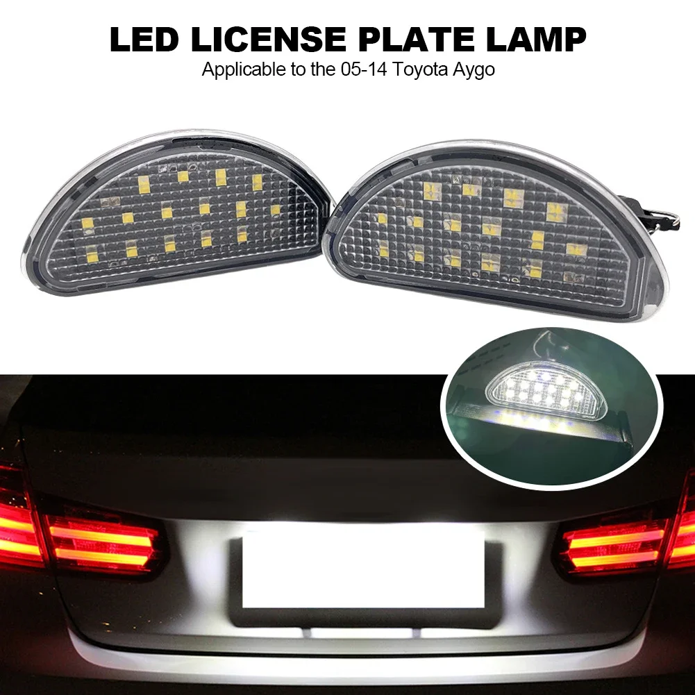 

1/2Pcs Car LED License Number Plate Light LED Number Plate Lamp White For 2005–2014 Toyota Aygo