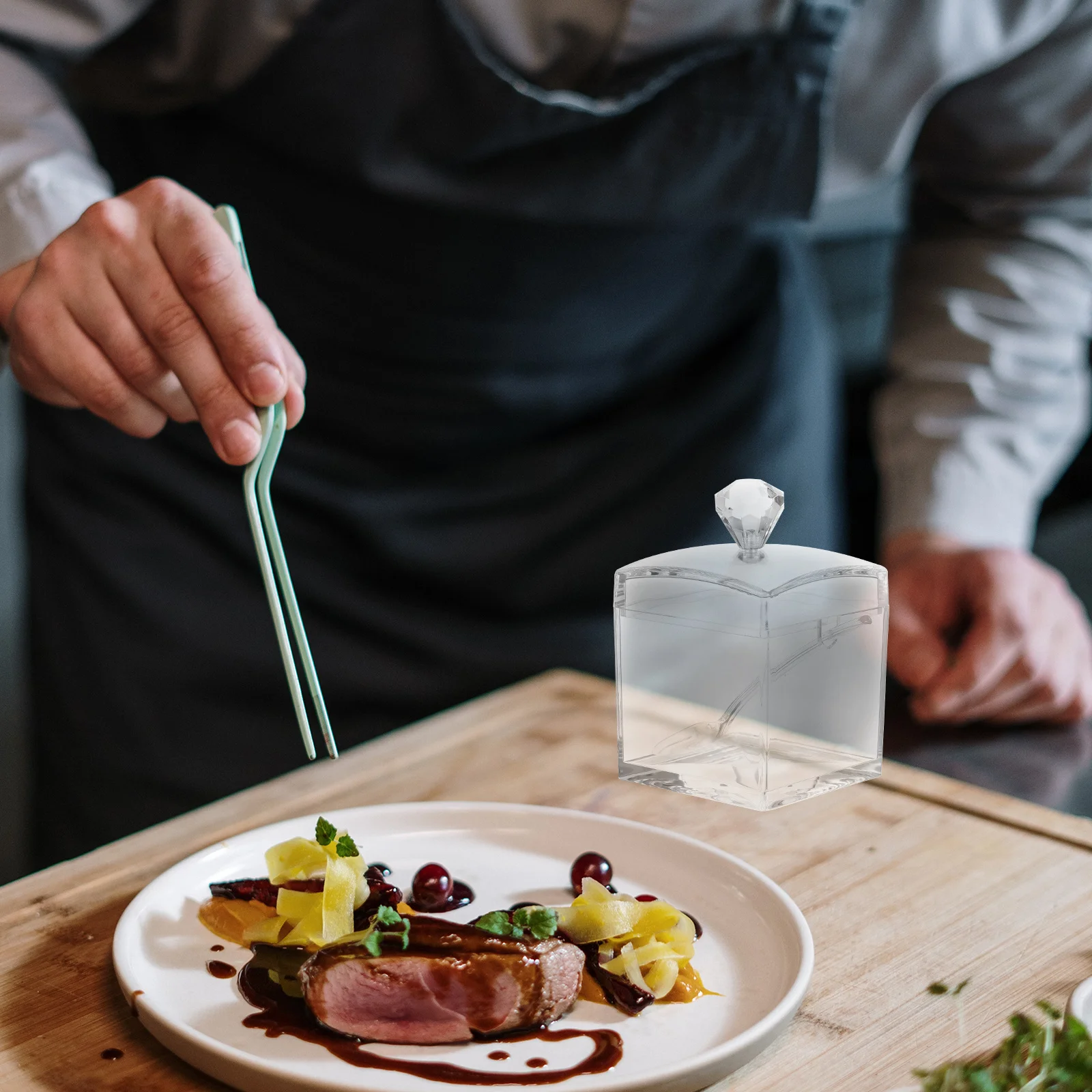 

Acrylic Square Seasoning Jar Kitchen Condiment Storage Container Large Capacity with Lid Spoon Acrylic Seasoning Box