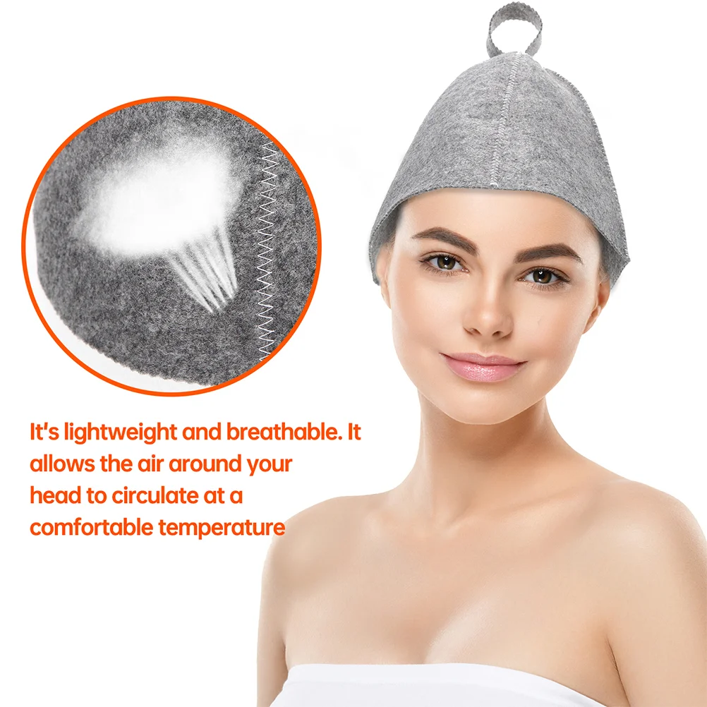 4 Pcs Felt Shower Cap Sauna Accessories Bath Hat Finnish Breathable Bathroom Heat Insulation Fruit Man