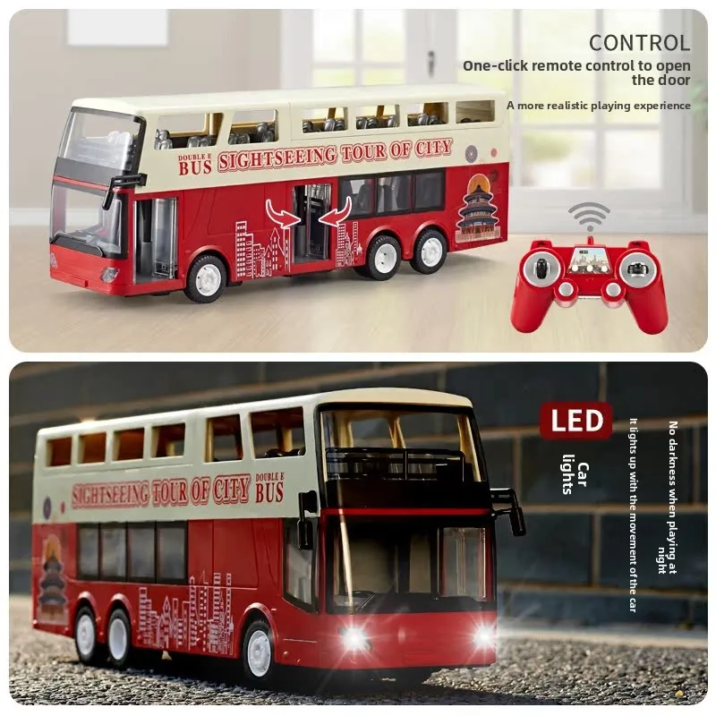 Bus de voyage Double Eagle E640 RC 1/18, voiture de course à grande vitesse, modèle de Bus à deux étages, son et lumière, Bus touristique, jouets pour enfants garçons