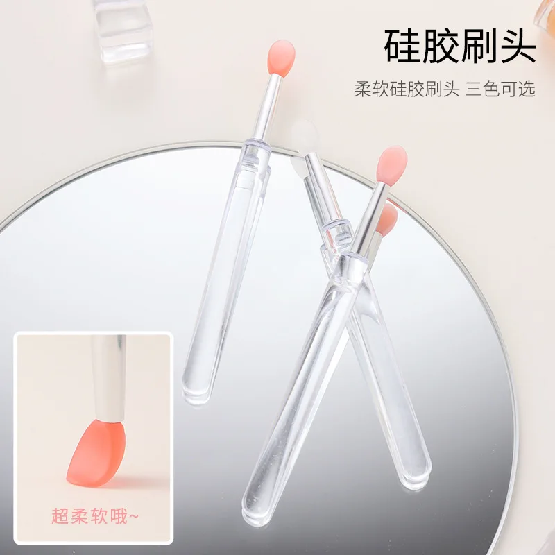 Portable silicone with cover lipstick lip glaze lip balm lip brush, mini smudge liquid eyeshadow makeup brush wholesale