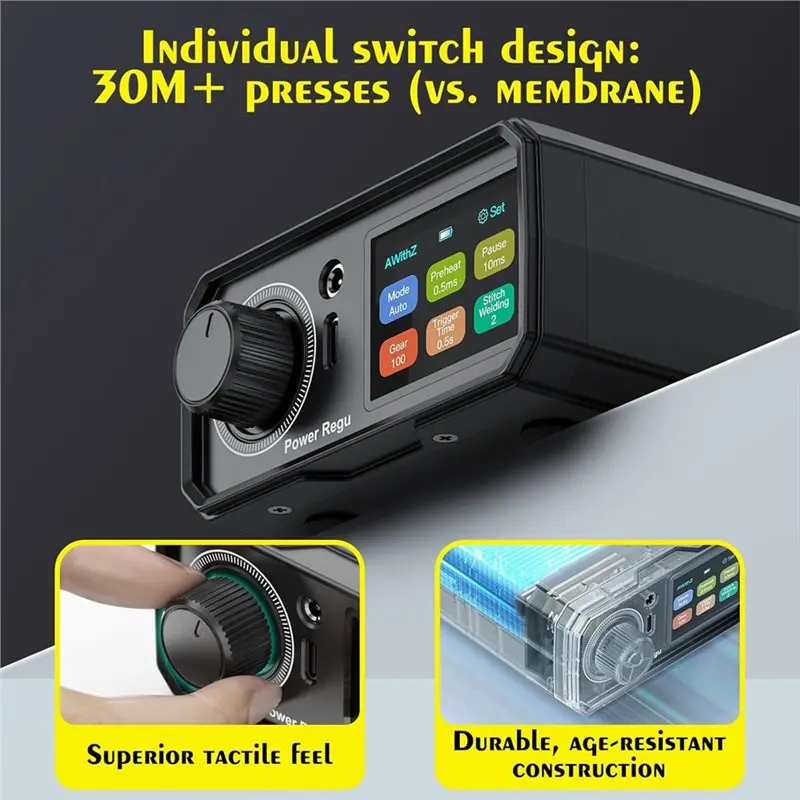 

CYCLI-Rotary Knob Operation 100 Gears Adjustable Foot Pedal Operated 10000Mah Battery Spot Welder, 0.1-0.3Mm
