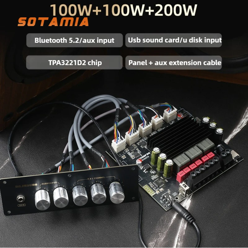 SOTAMIA TPA3221 Subwoofer Amplifier Audio Board 100Wx2+200W 2.1 Bluetooth Amplifier AUX USB Amplificador Speaker Home Amp