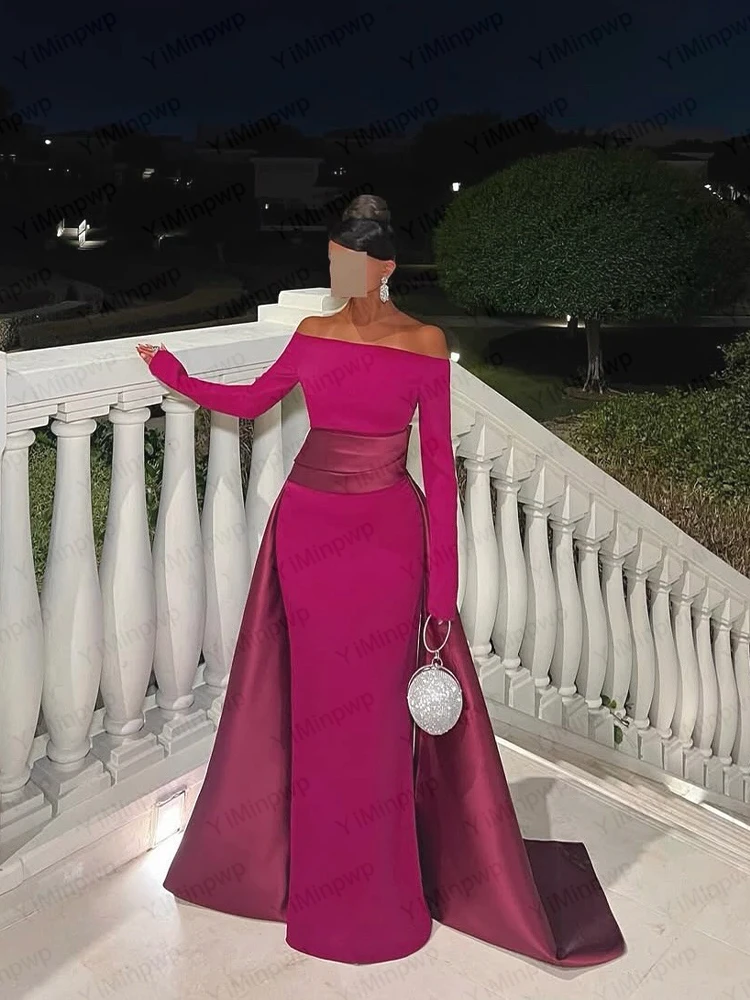 Элегантные вечерние платья Гала с открытыми плечами и длинными рукавами Платье русалки для выпускного вечера со шлейфом Вечернее свадебное платье для гостей по индивидуальному заказу