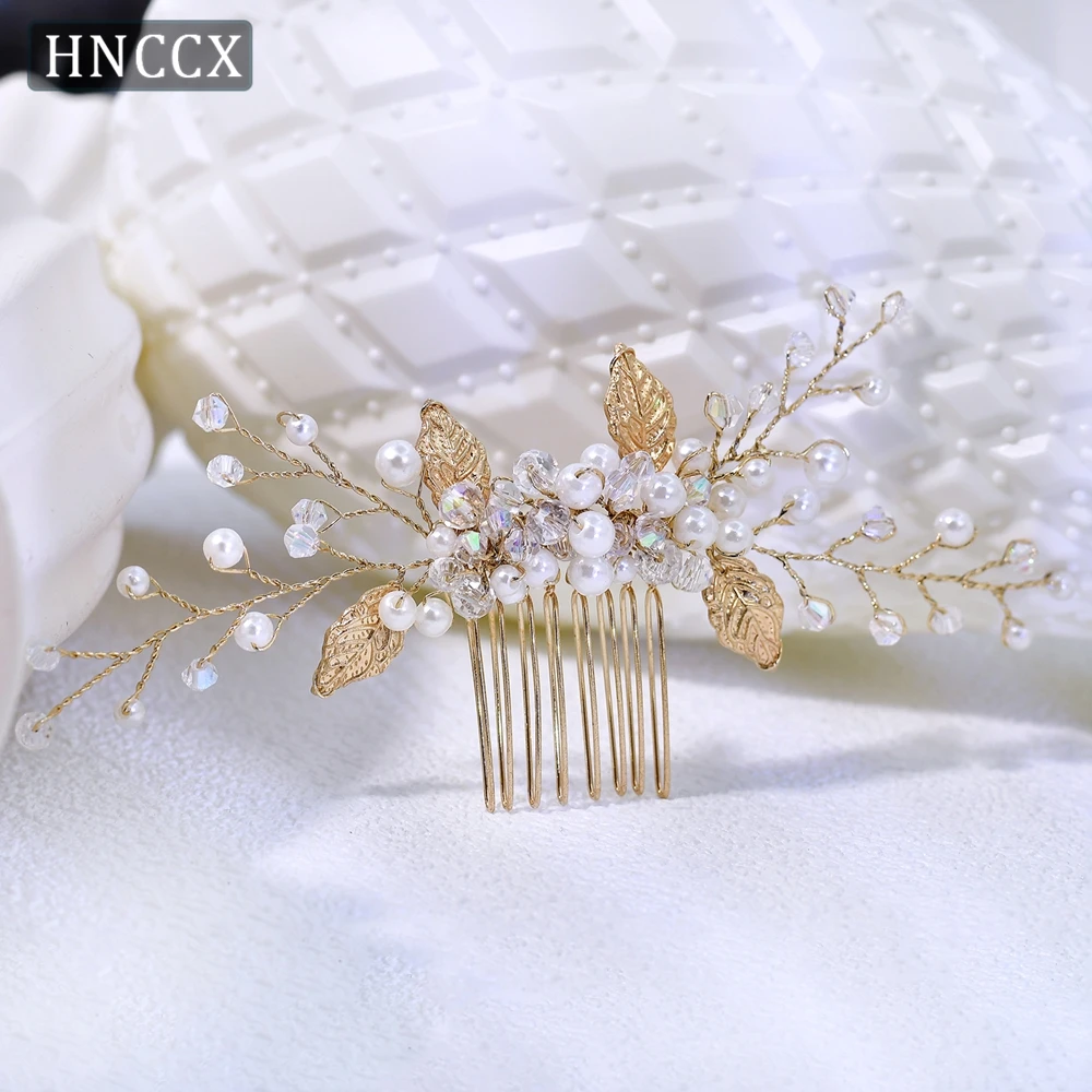 

Изысканный золотистый гребень для волос YouLaPan ручной работы в форме листа, элегантный женский свадебный аксессуар для волос, украшение для вечеринок, HP180