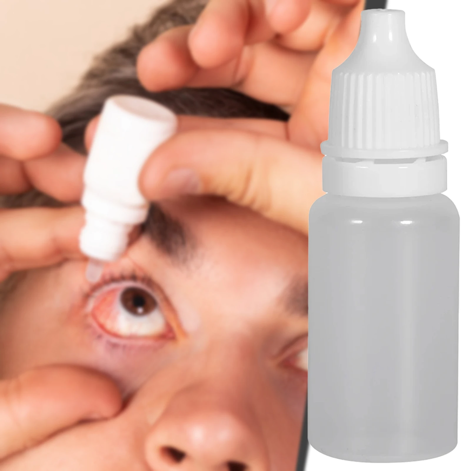 50PCS 5ML/10ML Eyes Liquid Dropper Refillable Bottles Empty Plastic Squeezable Paint DIY Containers Portable Packing Blue Lid
