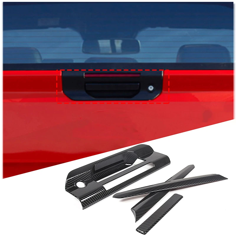 

For Ford Ranger 2023 ABS carbon fiber grain car rear trim strip tailgate handle decorative sticker car accessories