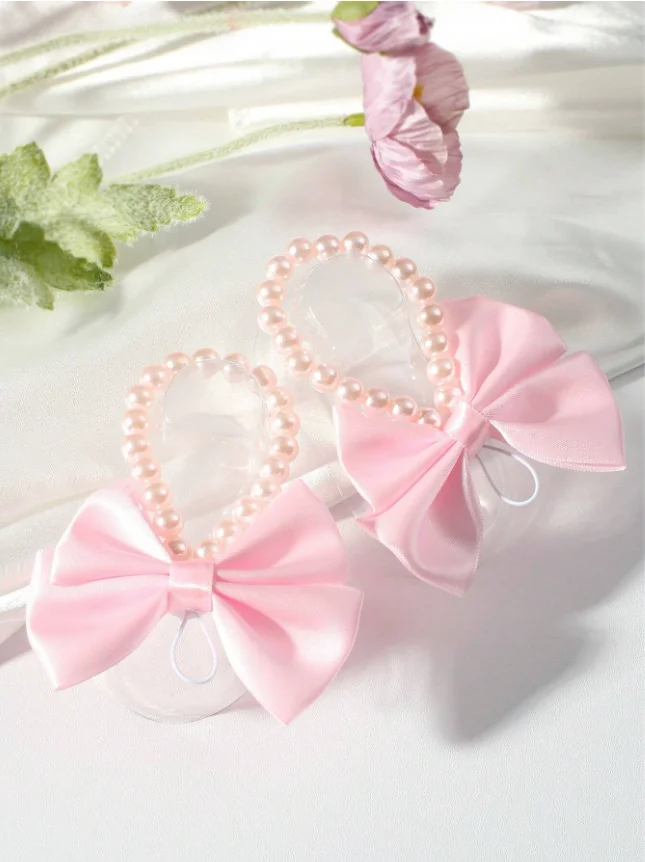 Newborn Photo Props, Infant Pearl Bow Decor Foot Ornaments