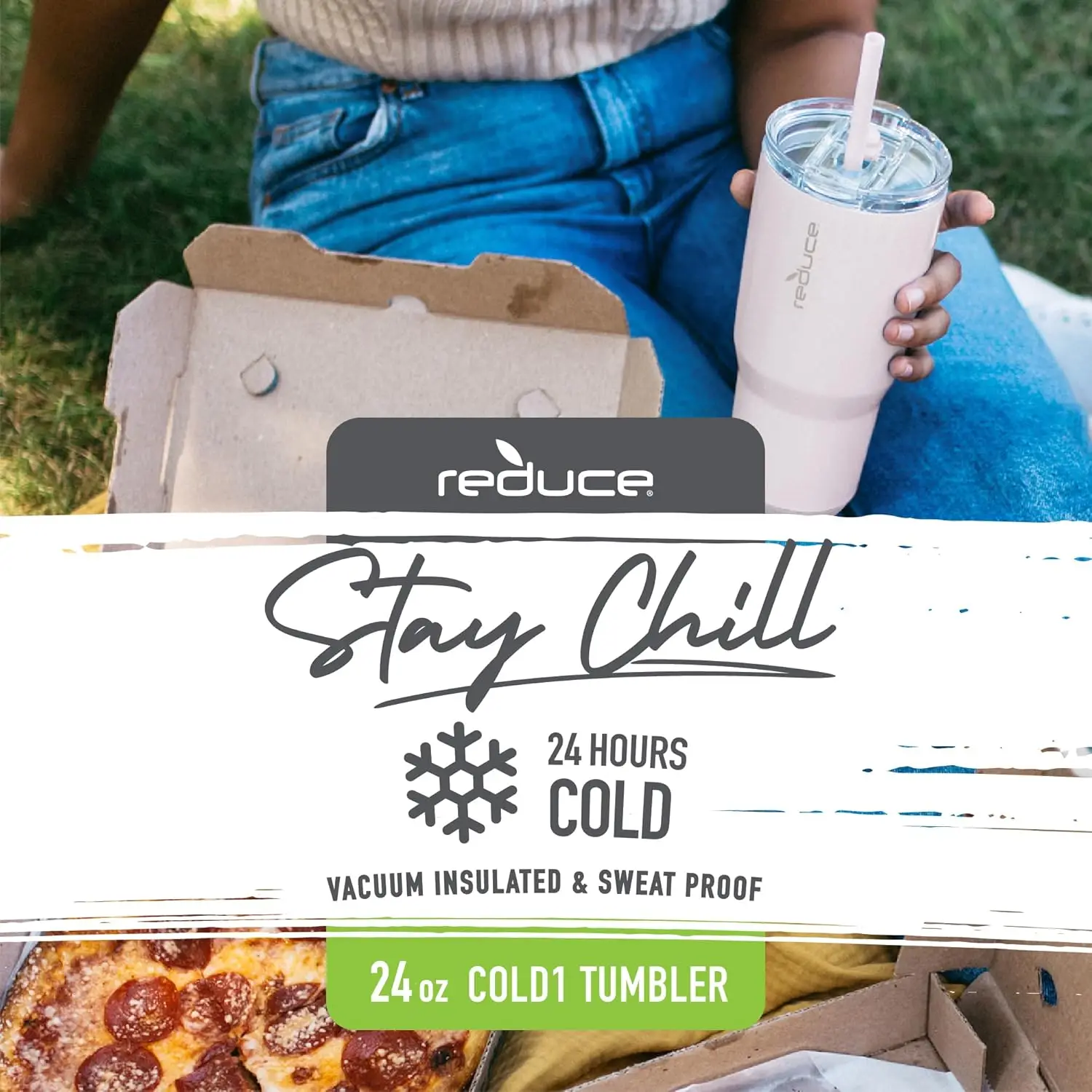 Bicchiere Cold1 da 24 once con coperchio e cannuccia - Bicchiere in acciaio inossidabile con isolamento sottovuoto a doppia parete - Mantiene bevande fredde fino a 24 ore -