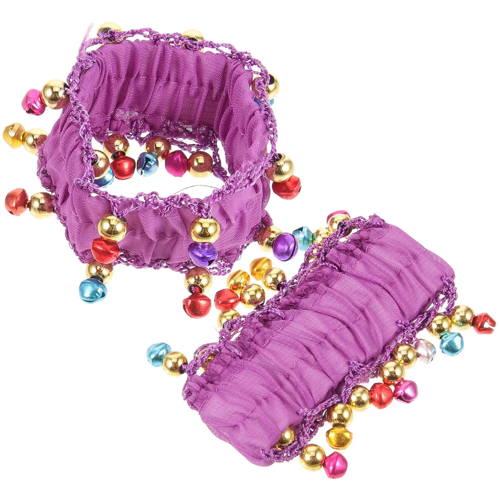 

Wrist Bands Bell Bracelets Deep Purple Polyester 1 Pair Reusable Yoga Fitness Costumes Accessories