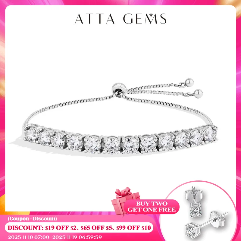 

ATTAGEMS 5.0mm DVVS1 Tennis Moissanite Bracelet for Women Men 925 Sterling Silver 18K Gold Plate Charm Chain Unisex Fine Jewelry