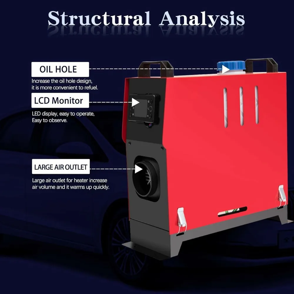 سخان ركن ديزل 5-8 كيلو وات 12 فولت، سخان هواء ديزل 5000-8000 وات، سخان ركن ديزل مع شاشة ترموستات LCD وجهاز تحكم عن بعد