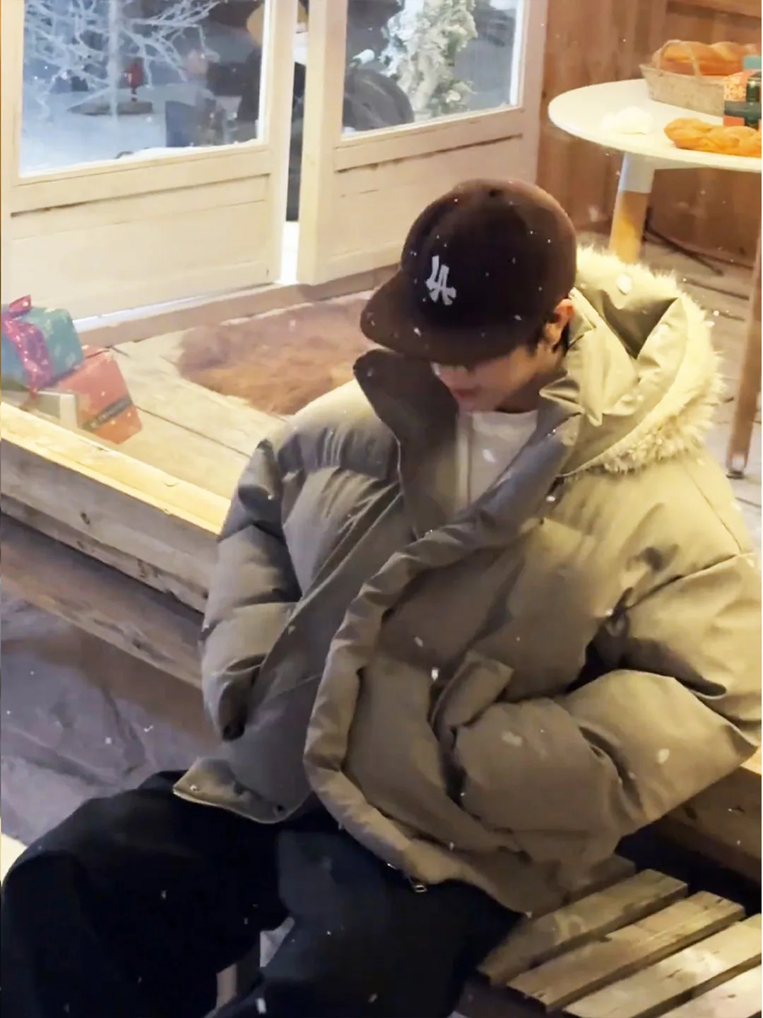 

Caramel Large Fur Collar Cotton Jaet Men's Winter Detachable Fur Collar Hooded American Retro Warmth Bread Coat