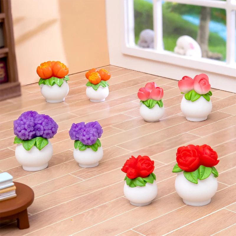 Mini Simulation Plants Flower Potted Micro Landscape Ornaments Home Desktop Car Dashboard Decor