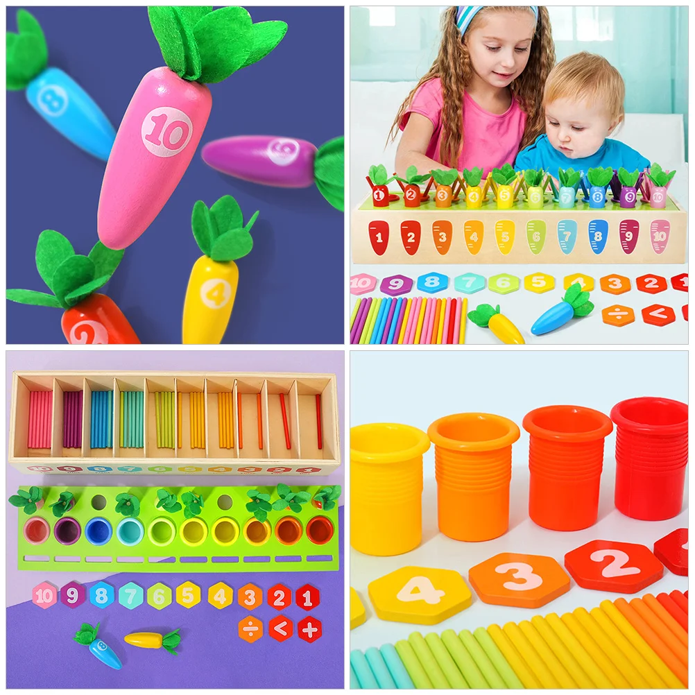 

1Set Montessori Educational Numbers Sorting Carrots Matching Color Puzzle for Toddlers Preschool Learning Interactive Playing