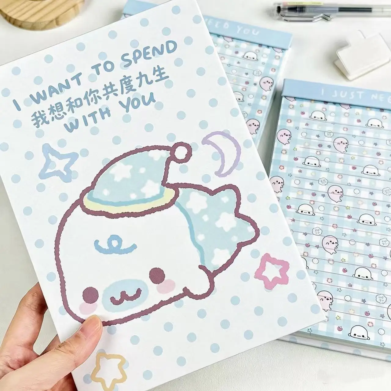 Korean Little Seal Cartoon Board Clip Portable and Tearable Cute Message Notebook Ins High Appearance Notebook Student Gift