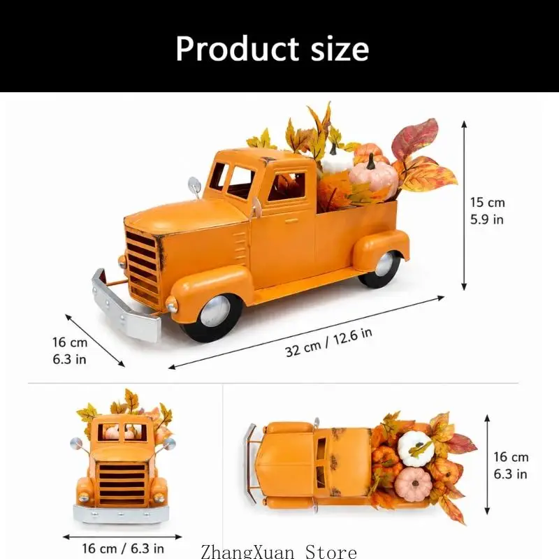 LKW-Element Eingangsbereich für die Herbstsaison mit Metall-Ernte-Frachtdetail und Thanksgiving-Regaldisplay für die – Detail 6