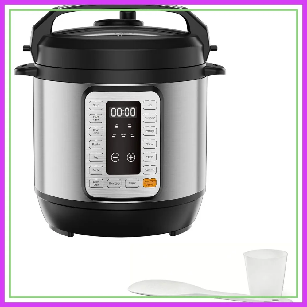 

8QT Electric Pressure Cooker, 16-in-1 Multi Cooker with 12 Presets for Slow Cook, Meat Stew, Steam, Sauté, Canning, Yogurt Maker, Dishwasher Safe, Silver