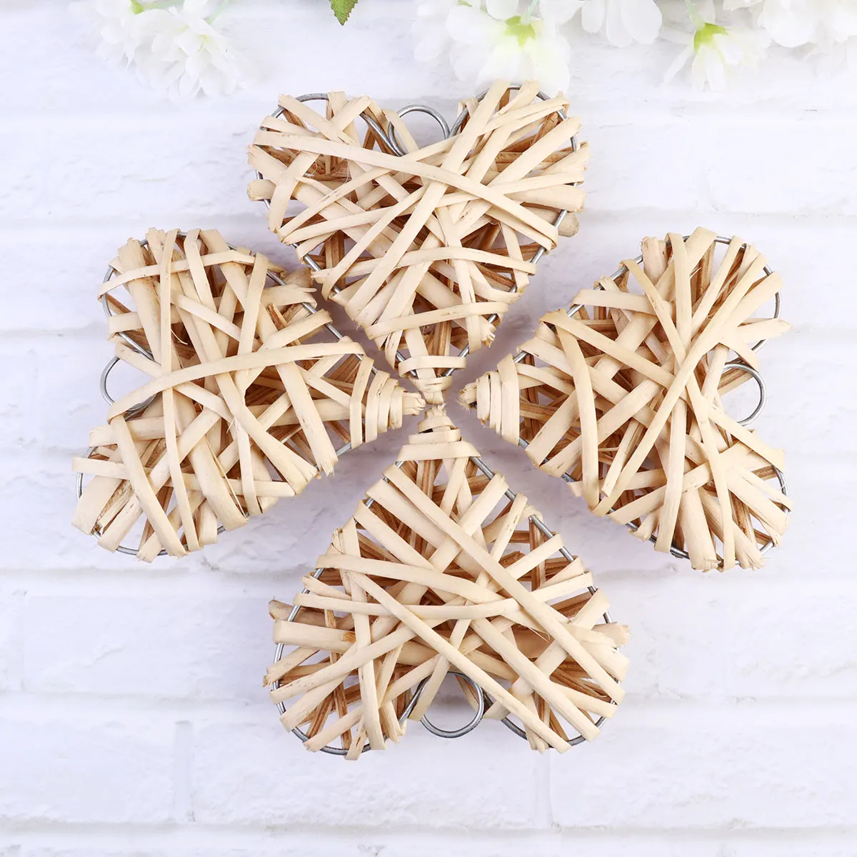 

6pcs Willow Woven Heart Shaped Hanging Decorations Romantic Party Wedding Festival Bar Pendant 10Cm Colorful Sturdy Rattan
