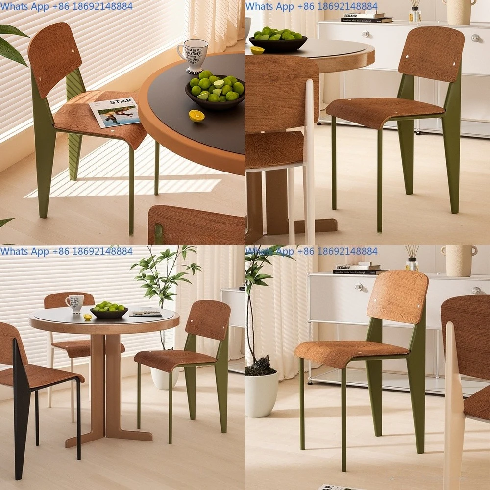 

Vintage Dining Chair Solid Wood Home Study Desk Chair Retro Cafe Seat