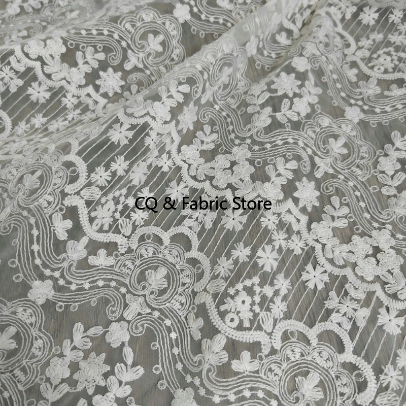 

Высококачественная вышитая кружевная ткань из органзы для DIY свадебного платья, декор занавесок, аксессуары для шитья во дворе