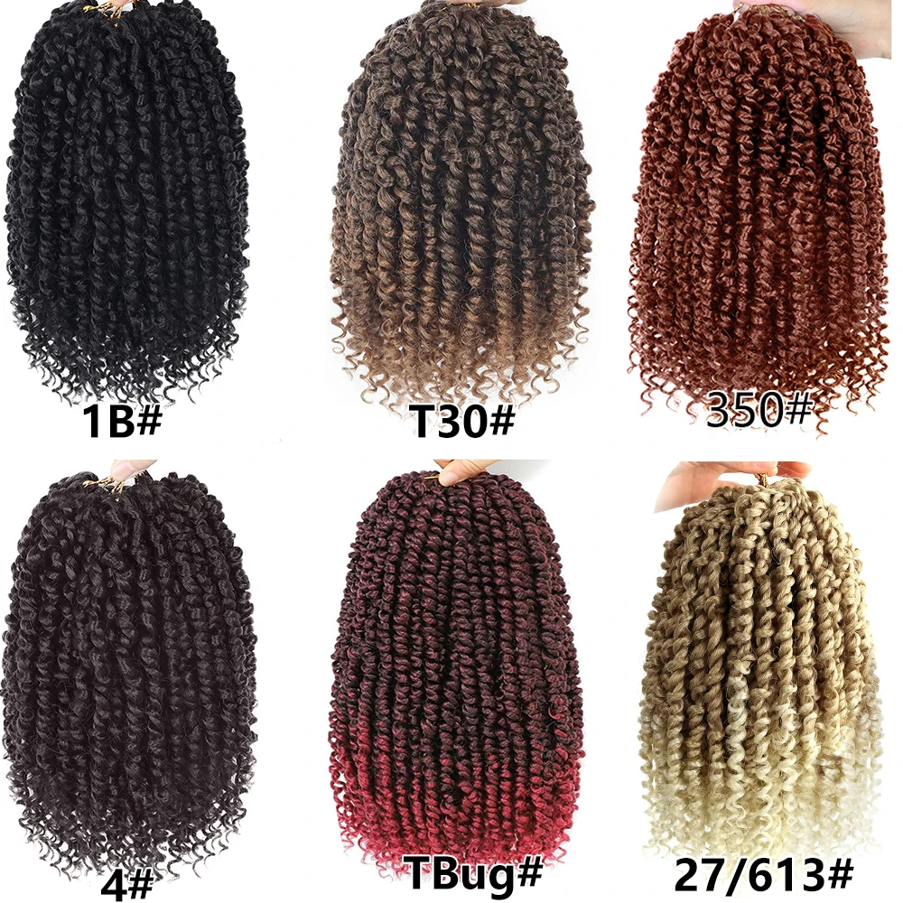 8-packs Passion Twist gehaakt haar voor zwarte vrouwen, synthetisch prelooped gehaakt twisthaar met krullende uiteinden