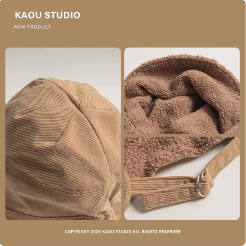 Японская однотонная вельветовая летающая шапка, зимняя мужская и женская уличная универсальная теплая защита ушей, велосипедные лыжные шапки-бомберы