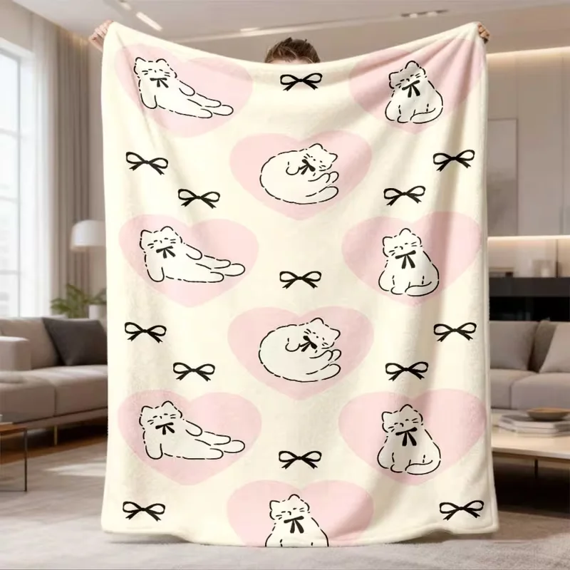 Cute Cartoon Fox Rabbit Deer Christmas Blanket Xmas Tree Star Pattern Soft Warm Throw Blanket Couch Bed Decor