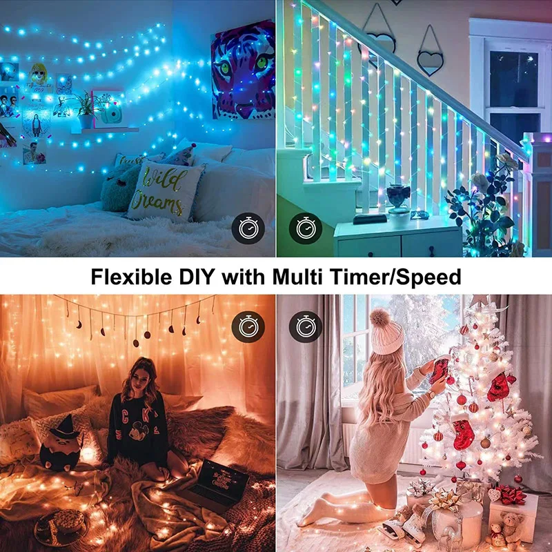 20M Smart App Control Fairy Light Outdoor RGB Bluetooth Christmas Tree String light USB Garland Light For Wedding Holiday Decor