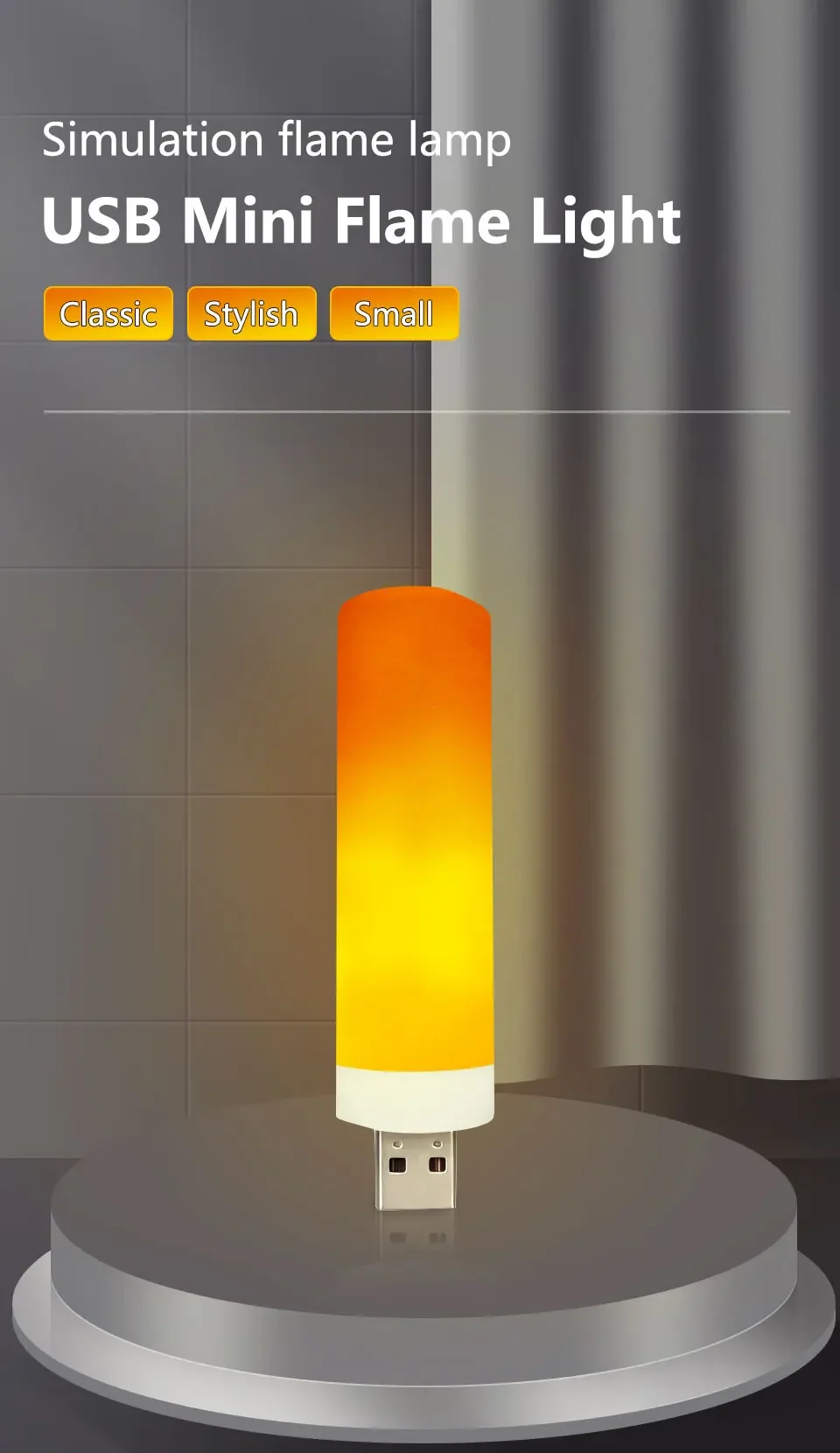 USB LED Atmosphere Light Dynamic Flame Effect Candle Lights For Power Bank Camping Lighting Cigarette Lighter Effect Light