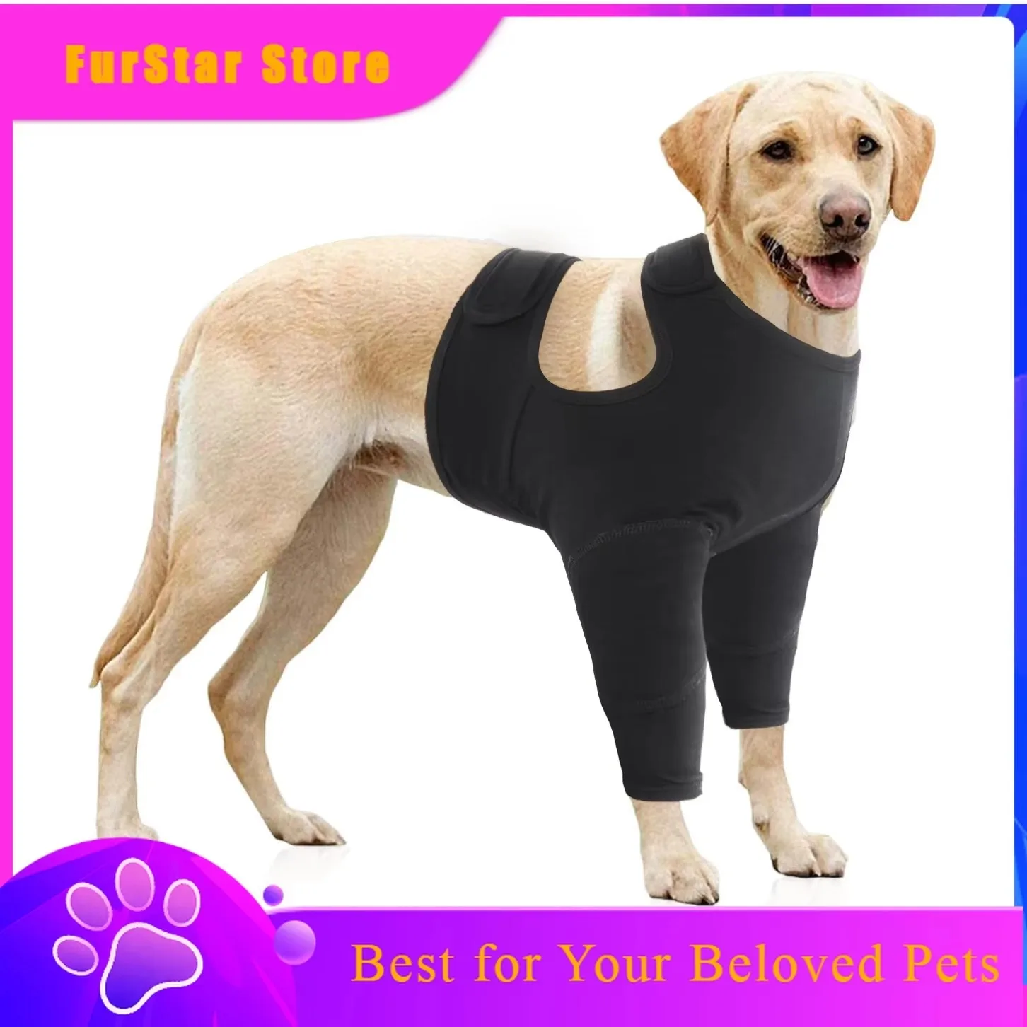 FurStarDog Front Leg Double Protective Cover, Postoperative Prevention Of Licking And Biting, Breathable Elastic Postoperative C