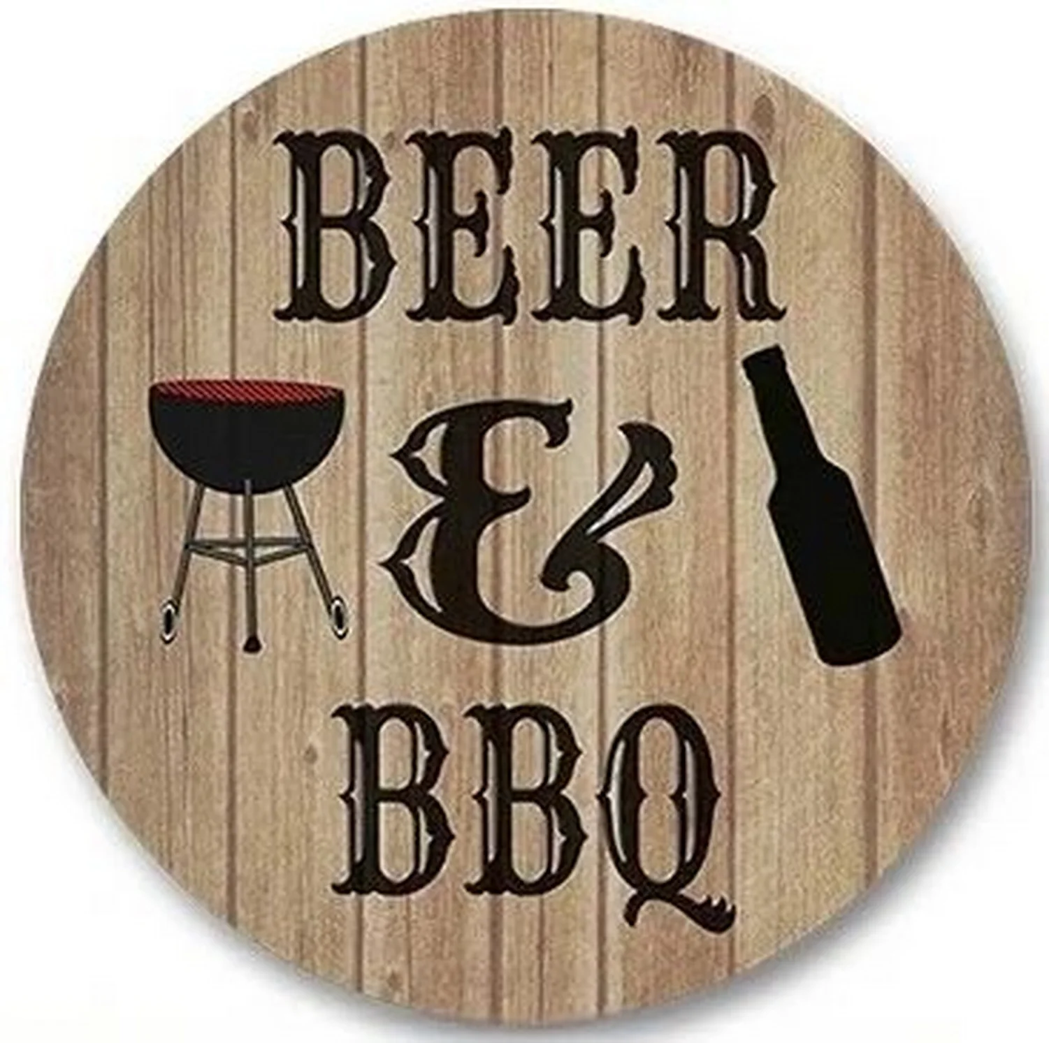 Vintage Retro Beer BBQ Zone Round Metal Tin Sign Rustic Decor Wall Art Posters Funny Iron Painting For Home Bar Pub Cafe Garage