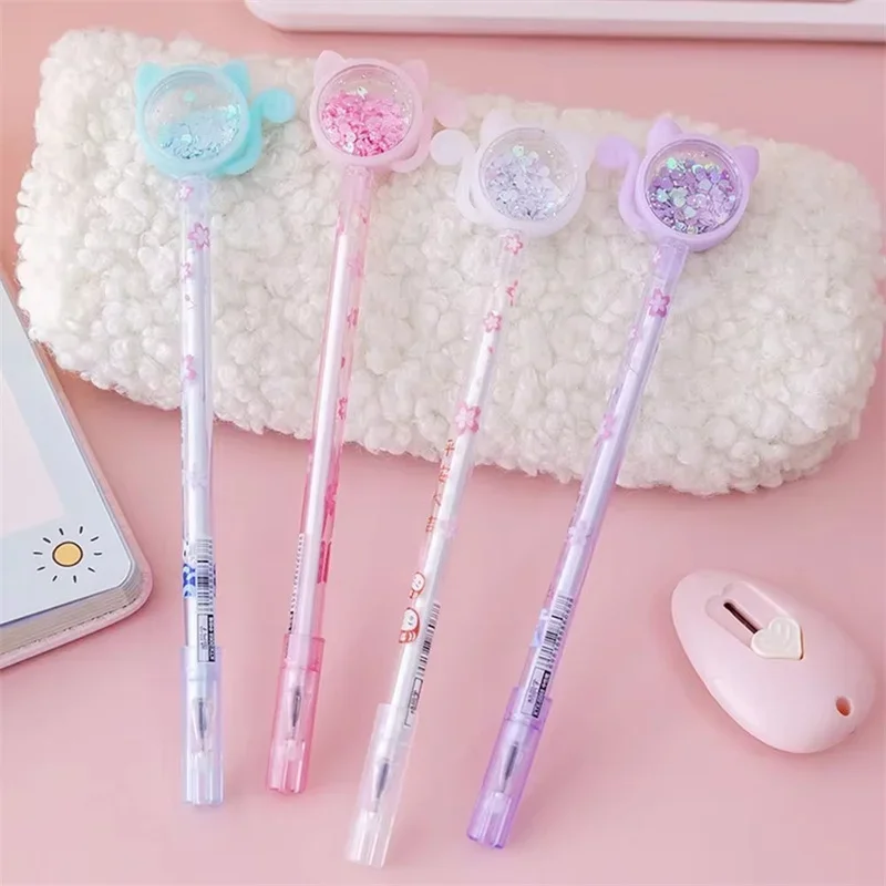 1 Piece Stationery Pens School Office Suppies Novel Creative Kawaii Cat Glitter Recreation Cute Gel Pen kids school supplies