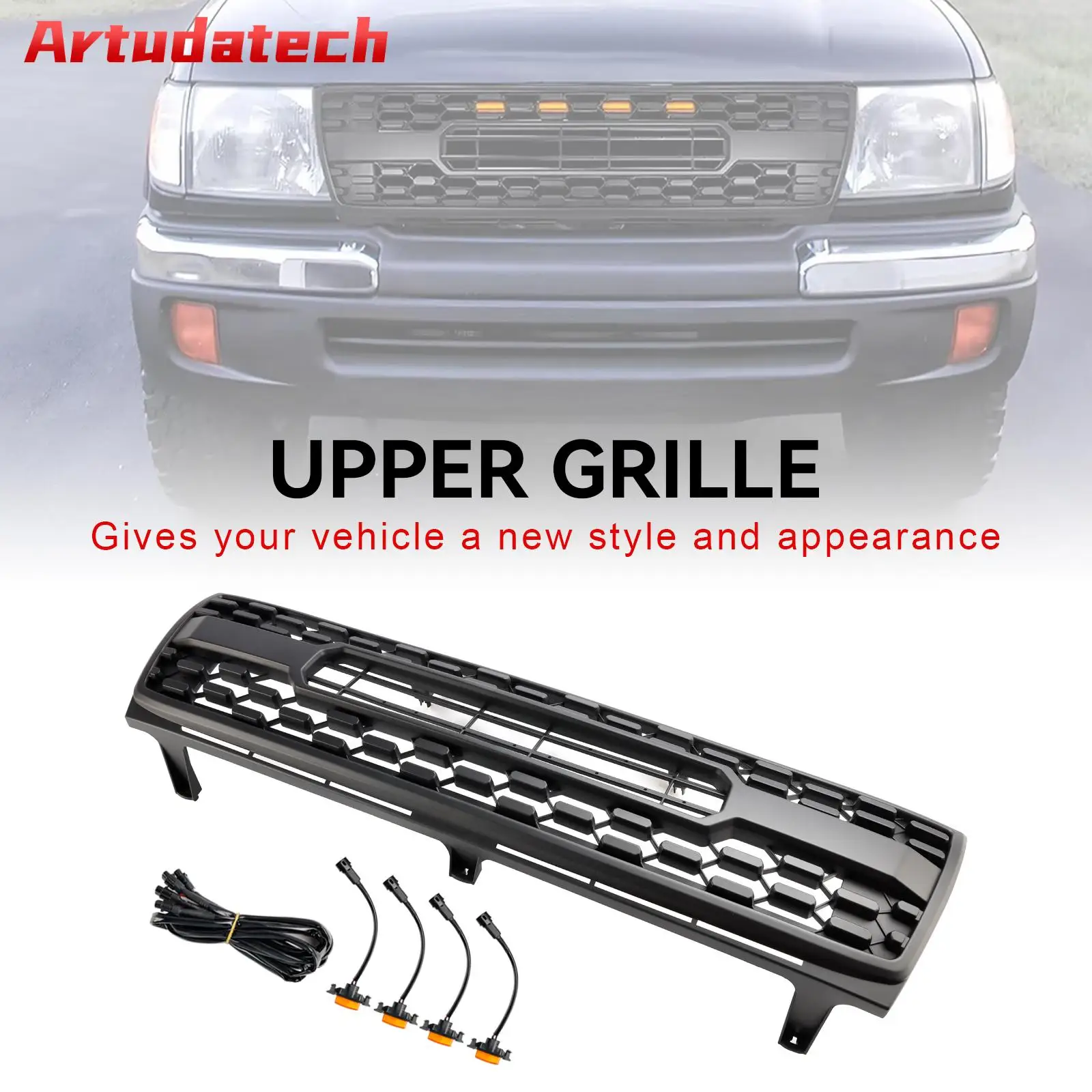 Artudatech Honeycomb Front Bumper Grill Grille Fit Toyota Tacoma 1997 1998 1999 2000 TRD PRO Car Accessories