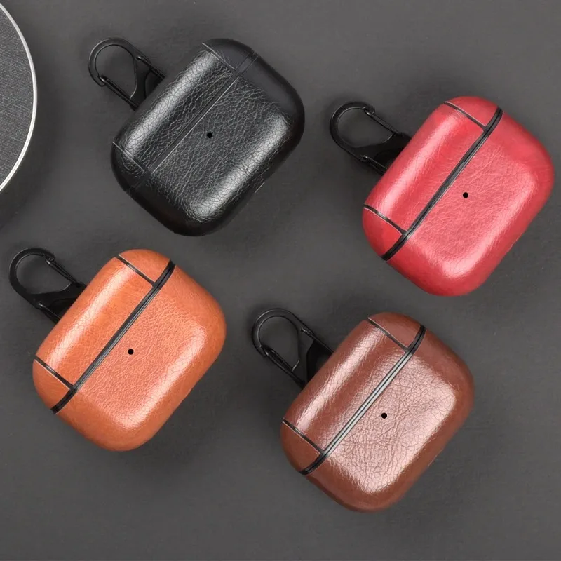 Luxury Retro Leather Earphone Case For Apple For AirPods Pro 2 3 1 Headphone Protective Cover with Hook For Air For Pods Pro2 2n